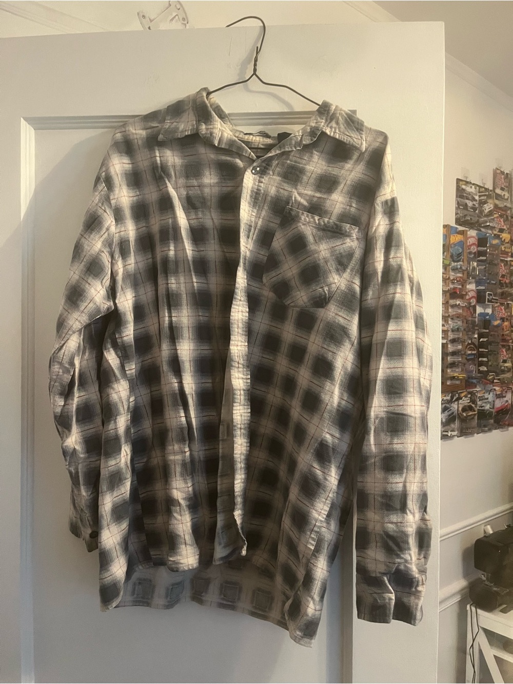Dry Goods Gray and White Plaid Casual Button-Down Shirt
